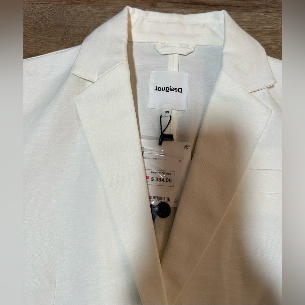 Desigual Hybrid Denim Blazer – Off-White Linen-Cotton Blend (Size 38 / NWT) - Picture 14 of 14